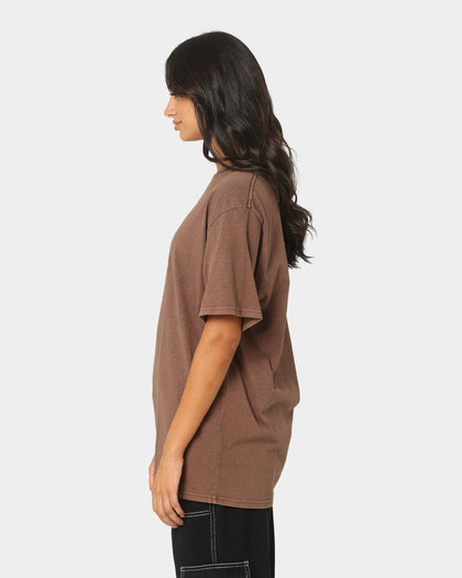 HUF X Pleasures Dyed Short Sleeve T-Shirt Brown