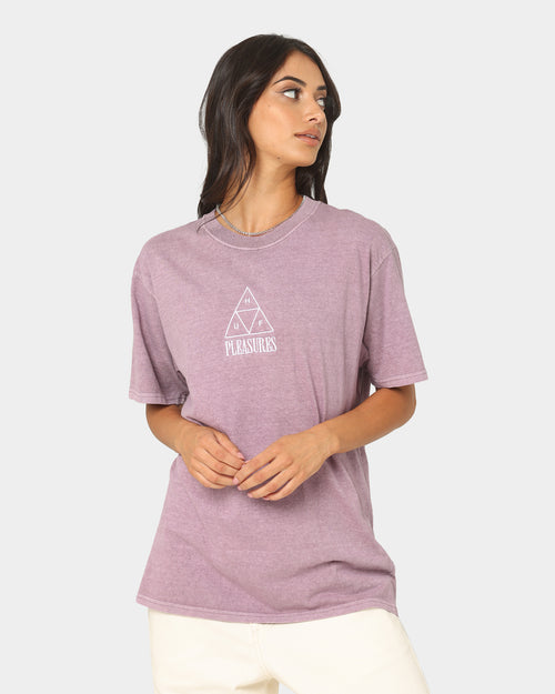 HUF X Pleasures Dyed Short Sleeve T-Shirt Purple