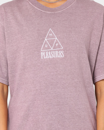 HUF X Pleasures Dyed Short Sleeve T-Shirt Purple