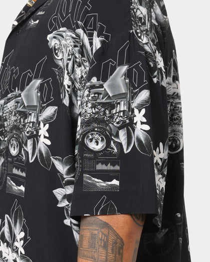 Loiter Motor Sport Button Up Shirt Black/White