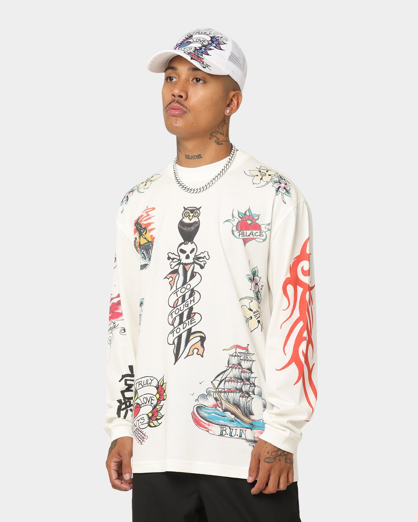 Palace Inky Long Sleeve T-Shirt White - Palace Mens