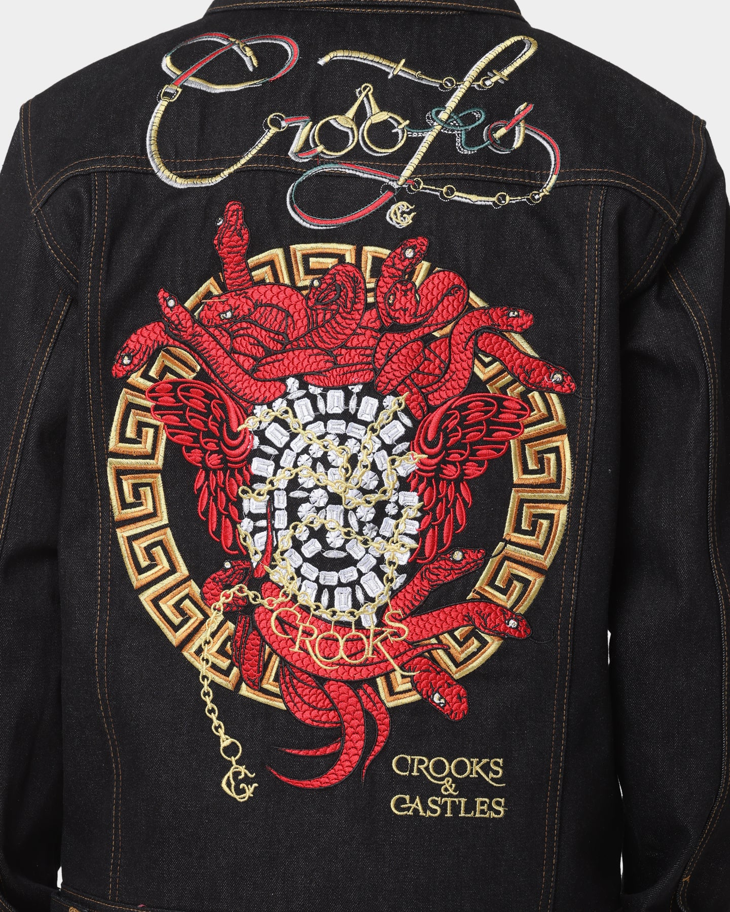 Crooks & Castles Medusa Diamond Denim Jacket Denim | Culture Kings US