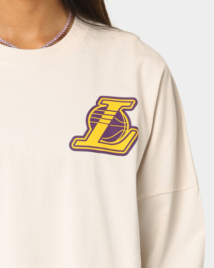 Mitchell & Ness Women's Los Angles Lakers NBA Haro Long Sleeve T-Shirt Faded White
