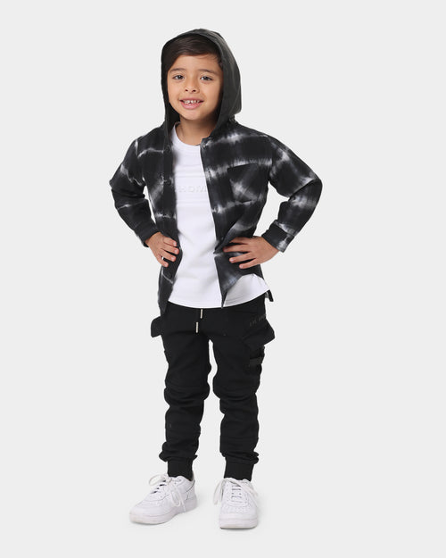 EN ES Kids' Mini Hooded Button Up Shirt Black/White
