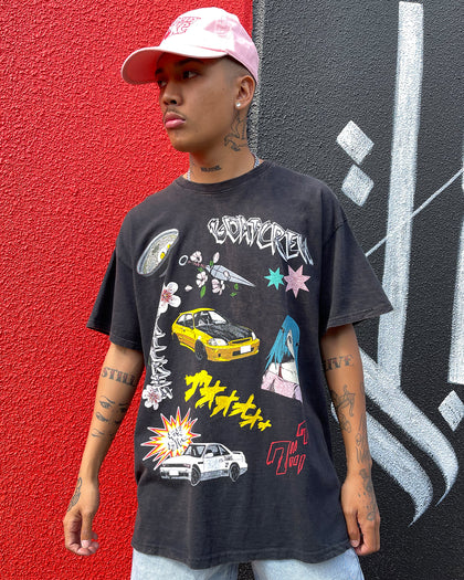 Goat Crew All Over Manga Vintage T-Shirt Black Wash