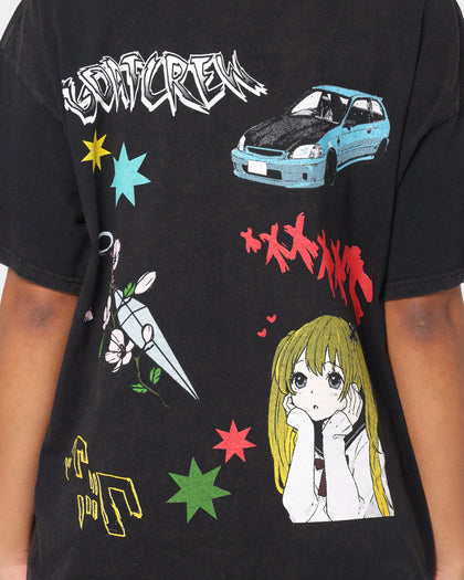Goat Crew All Over Manga Vintage T-Shirt Black Wash