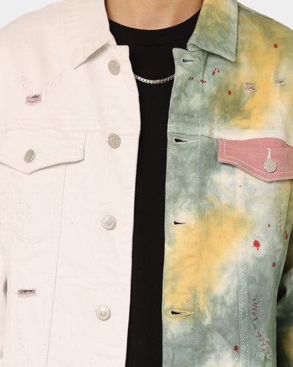 En Noir Inc Cash Denim Jacket Green Tiedye