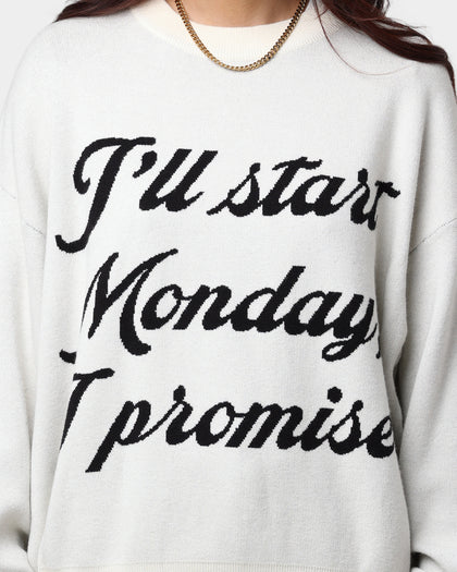 Diet Starts Monday Promise Sweater Antique
