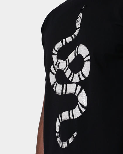 Saint Morta Snake Rhinestone T-Shirt Black