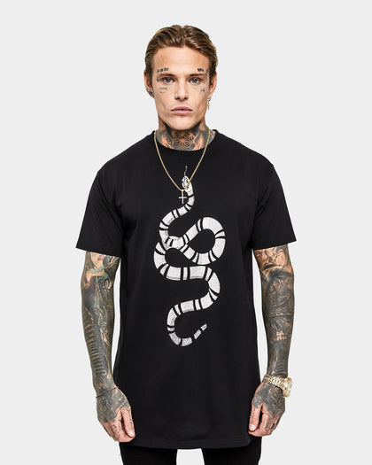Saint Morta Snake Rhinestone T-Shirt Black