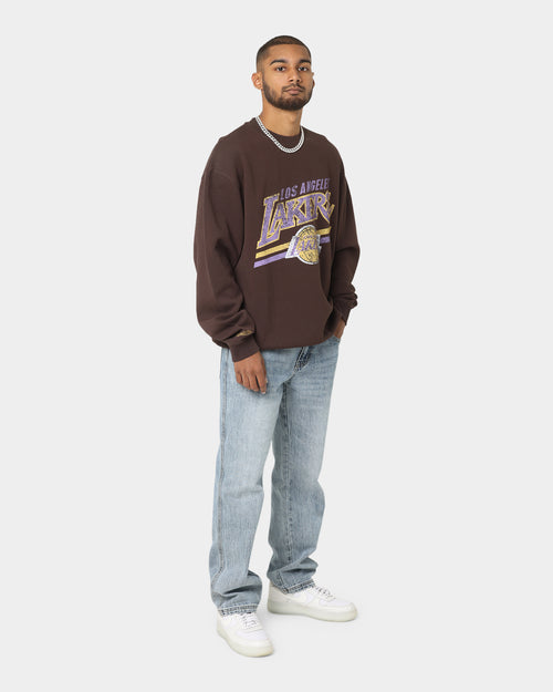 Mitchell & Ness Los Angeles Lakers Headline Crewneck Baroque Brown