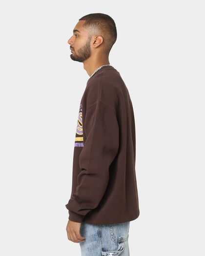 Mitchell & Ness Los Angeles Lakers Headline Crewneck Baroque Brown