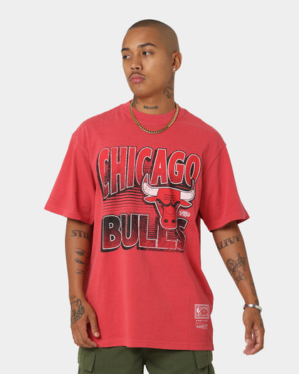 Mitchell & Ness Chicago Bulls Incline Stack Vintage T-Shirt Faded Red