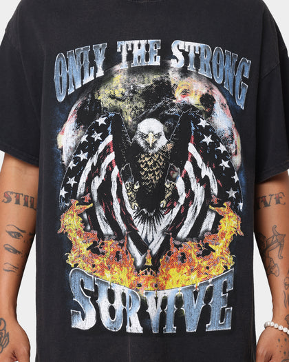 Goat Crew Survive Vintage T-Shirt Black Wash