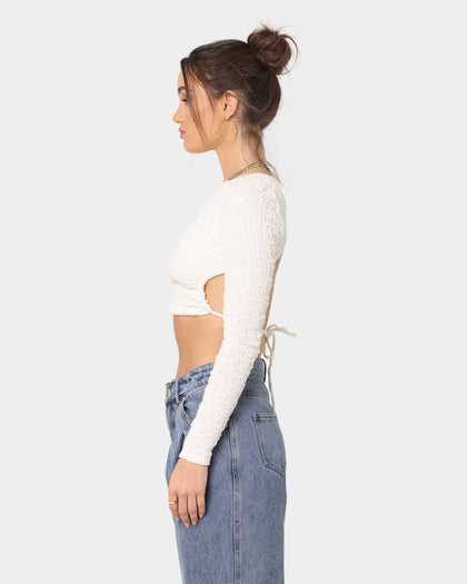 XXIII Women's Elvire Crepe Tie Up Crop White