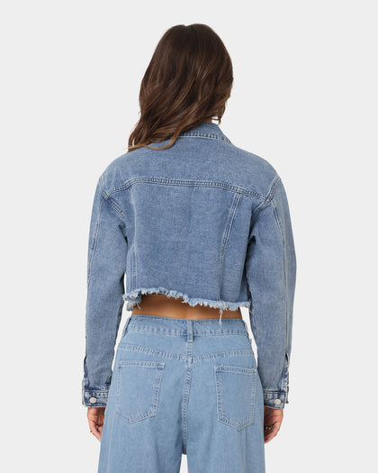 XXIII Women's Cropped Denim Jacket Blue