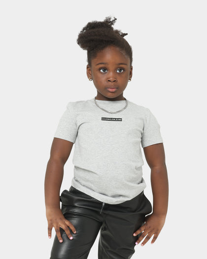 Calvin Klein Kids' Micro Flock Logo Fitted T-Shirt Light Grey Heather