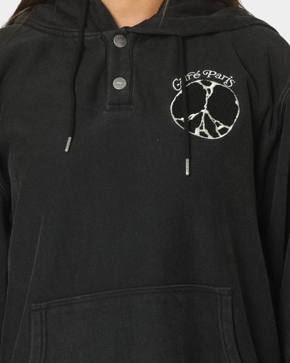 Carre Peace Button Up Hoodie Washed Black