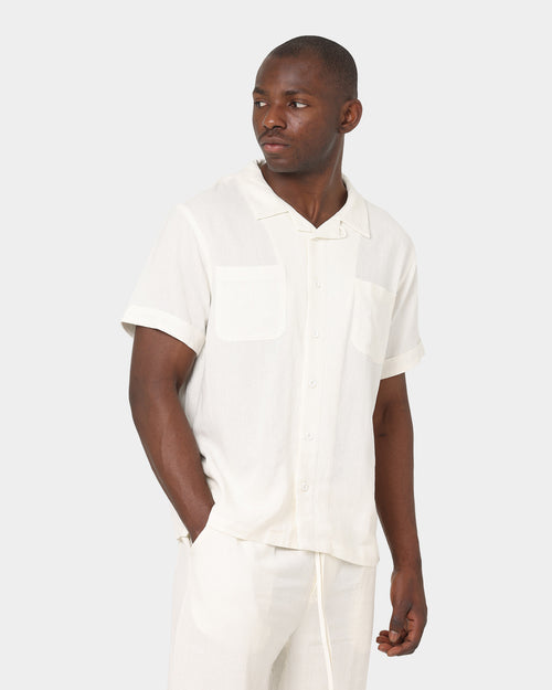XXIII Striped Cotton Button Up Shirt Organic White