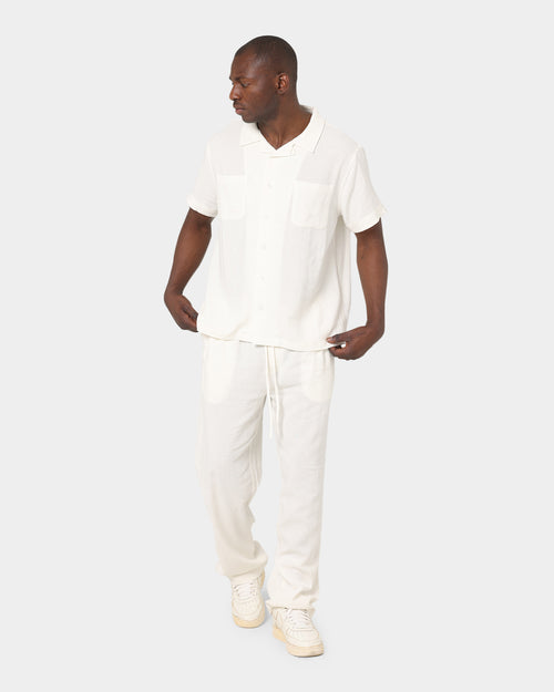 XXIII Striped Cotton Button Up Shirt Organic White