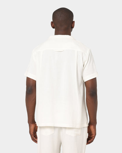 XXIII Striped Cotton Button Up Shirt Organic White