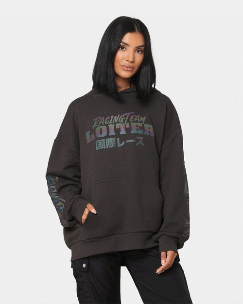Loiter Dynasty Racing Reflective Hoodie Charcoal
