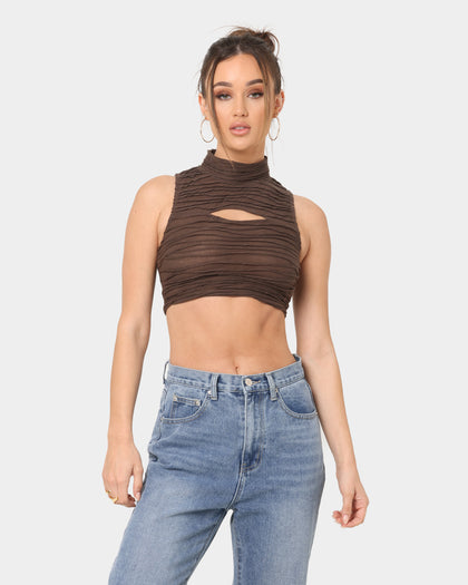 XXIII Women's Nelly High Neck Crop Brown