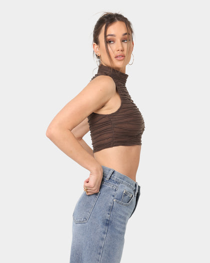 XXIII Women's Nelly High Neck Crop Brown