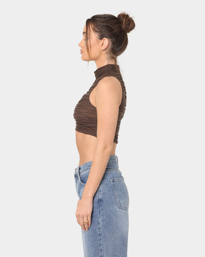 XXIII Women's Nelly High Neck Crop Brown