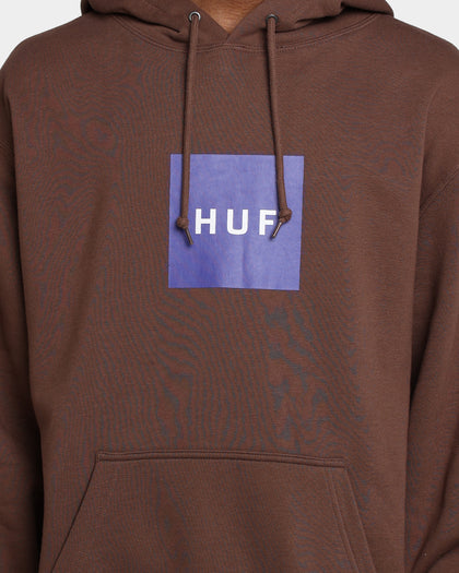 HUF Essentials Box Logo Hoodie Brown