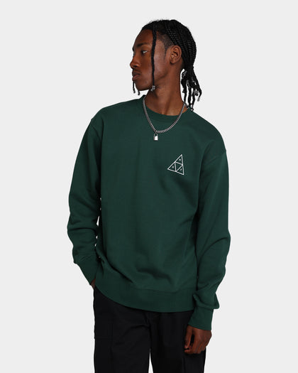 HUF Essentials Triple Triangle Crewneck Forest Green