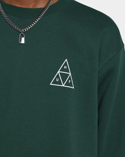 HUF Essentials Triple Triangle Crewneck Forest Green