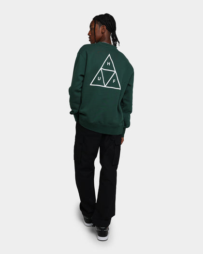 HUF Essentials Triple Triangle Crewneck Forest Green