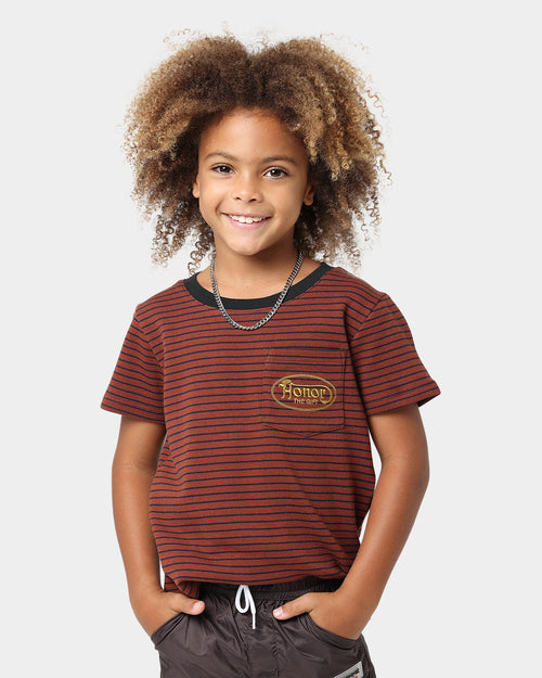 Honor The Gift Kids' Holiday Smoked Striped T-Shirt Terra Cotta