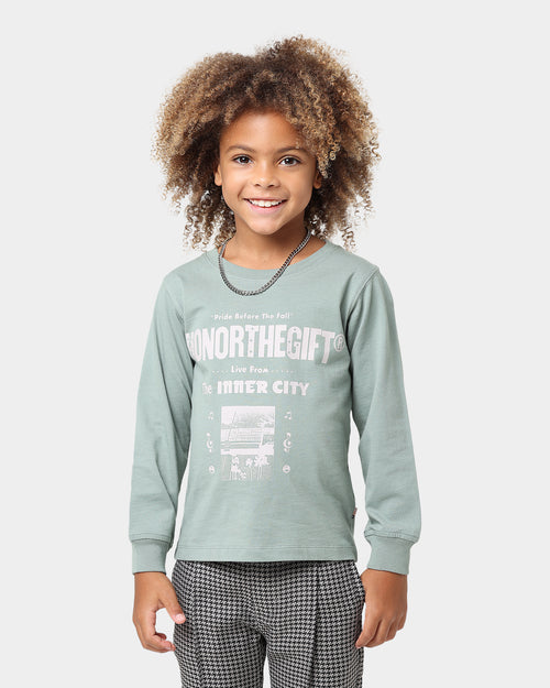 Honor The Gift Kid's Holiday Stereo Long Sleeve T-Shirt Sage