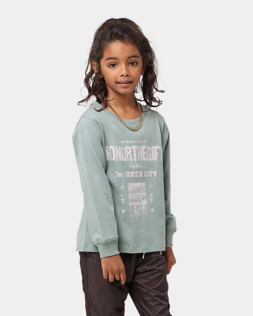 Honor The Gift Kid's Holiday Stereo Long Sleeve T-Shirt Sage