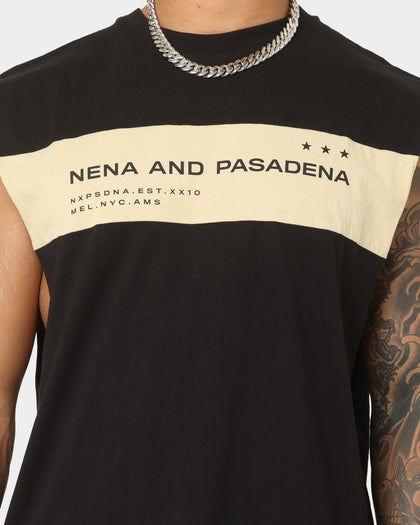 Nena and Pasadena Overthrown Scoop Back Muscle T-shirt Jet Black