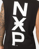 Nena and Pasadena Overthrown Scoop Back Muscle T-shirt Jet Black