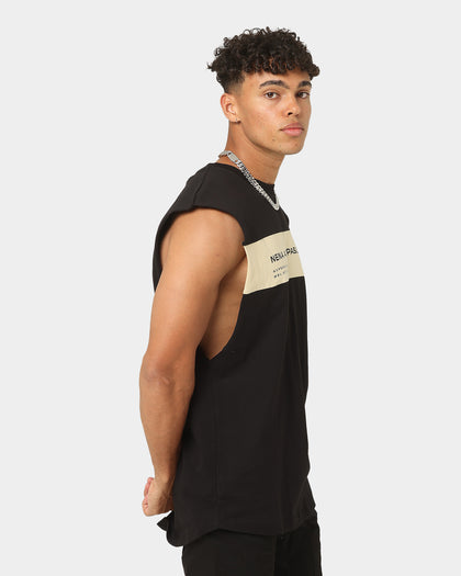 Nena and Pasadena Overthrown Scoop Back Muscle T-shirt Jet Black