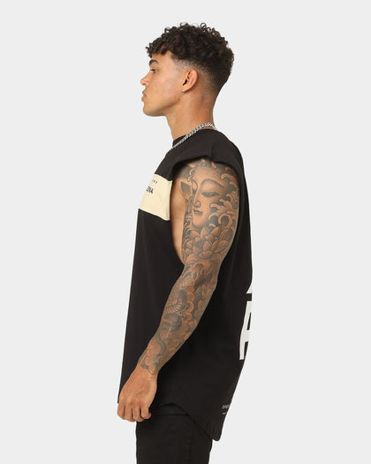 Nena and Pasadena Overthrown Scoop Back Muscle T-shirt Jet Black