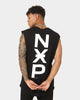 Nena and Pasadena Overthrown Scoop Back Muscle T-shirt Jet Black