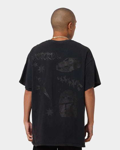 Goat Crew All Over Manga Vintage T-Shirt Black Wash