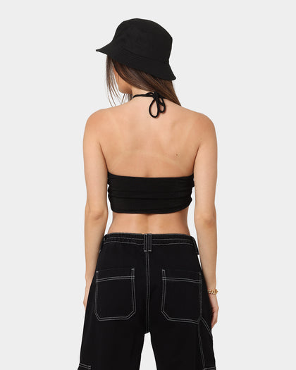 XXIII Women's Alda Crossover Halter Crop Black