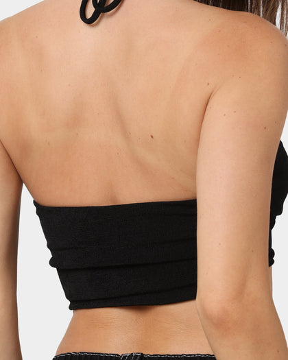 XXIII Women's Alda Crossover Halter Crop Black