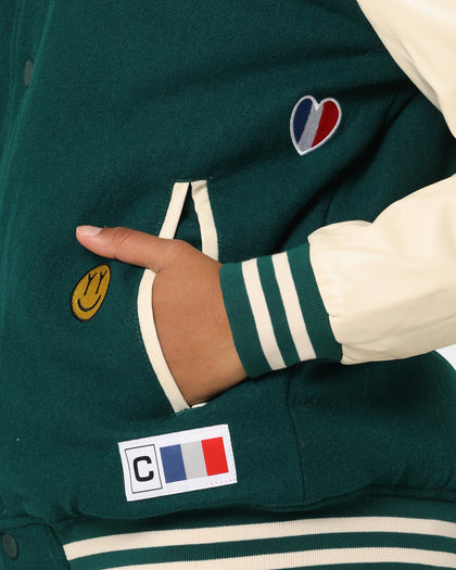 Carre Peace Varsity Jacket Deep Teal