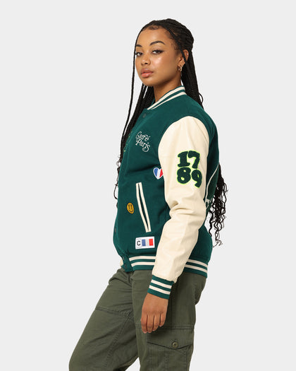 Carre Peace Varsity Jacket Deep Teal