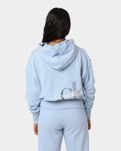Calvin Klein Women's Back 2Tone Monogram Hoodie Bayshore Blue