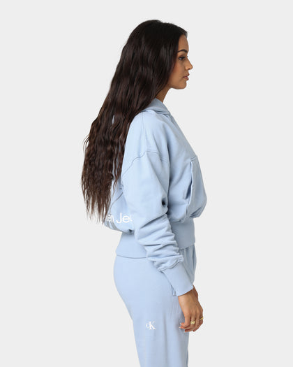 Calvin Klein Women's Back 2Tone Monogram Hoodie Bayshore Blue