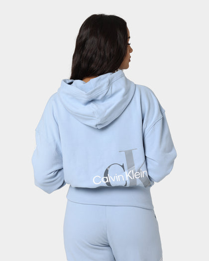Calvin Klein Women's Back 2Tone Monogram Hoodie Bayshore Blue