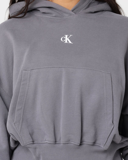 Calvin Klein Women's Back 2Tone Monogram Hoodie Fossil Grey